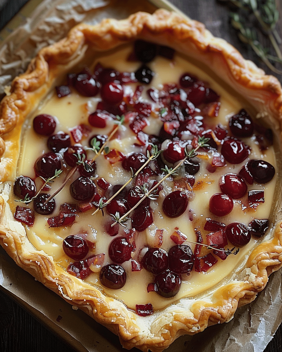 Cranberry Brie Tart with Pancetta & Thyme