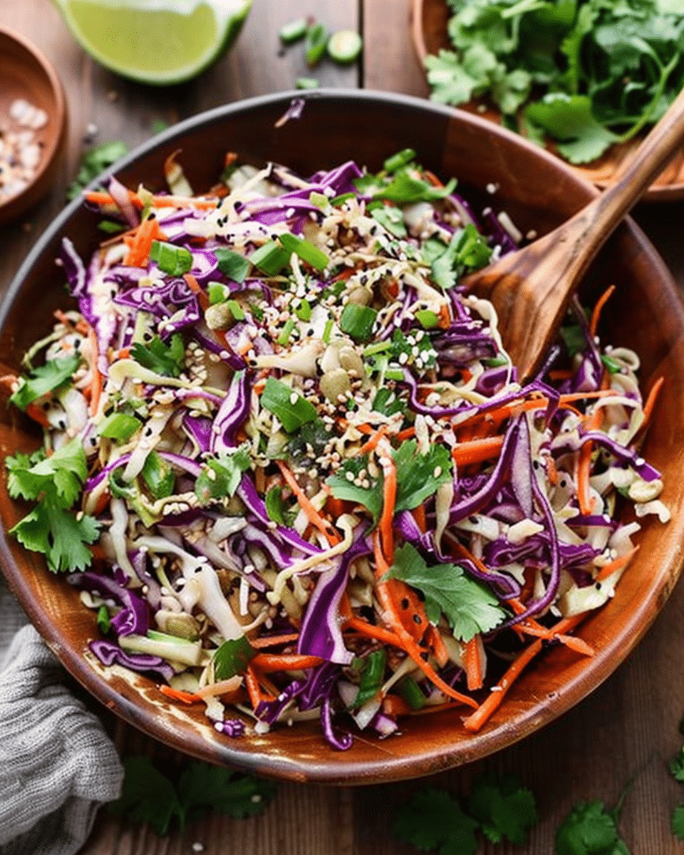 Crunchy Asian Cabbage Slaw with Sesame Dressing