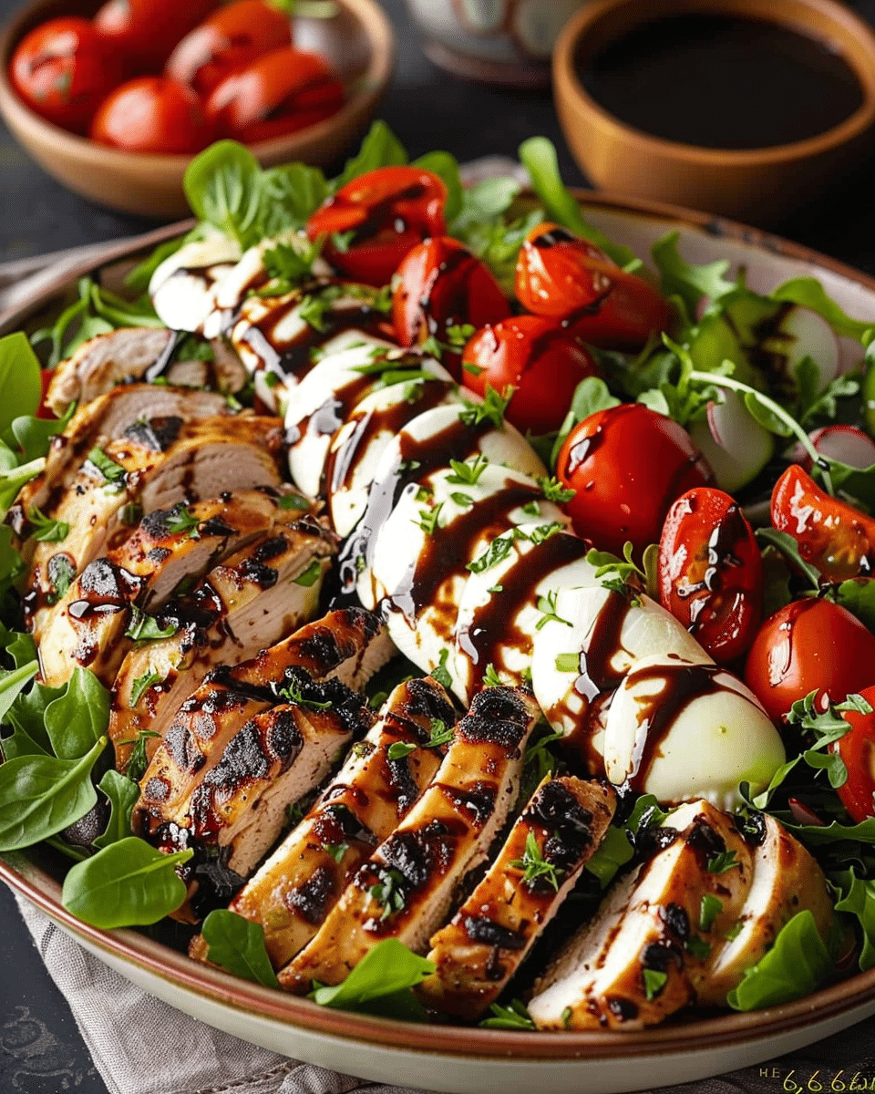 Baked Marinated Chicken Salad with Mozzarella and Balsamic Vinaigrette