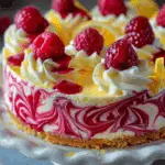 Luscious Lemon Raspberry Swirl Cheesecake