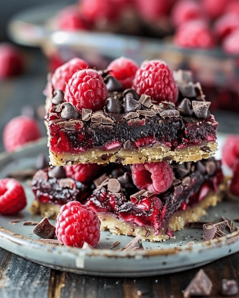Dark Chocolate Raspberry Pie Bars