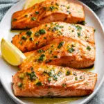 Juicy Air Fryer Salmon with Garlic Butter Lemon Sauce