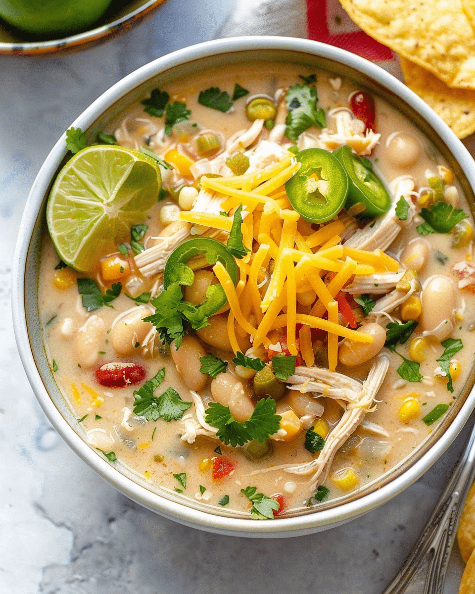 Creamy Crockpot White Chicken Chili