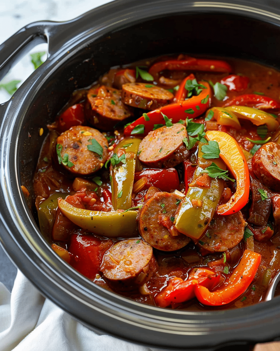 Slow Cooker Peppers and Sausage