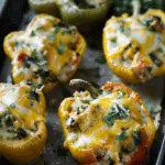 Cheesy Spinach and Chicken Stuffed Bell Peppers