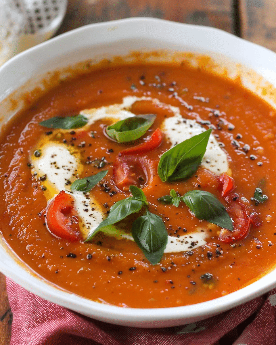 Roasted Tomato Lentil Soup Caprese