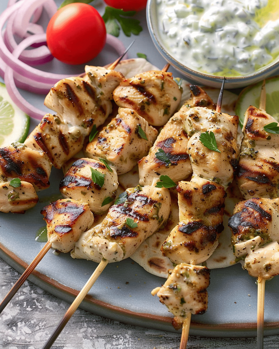 Greek Chicken Souvlaki with Tzatziki