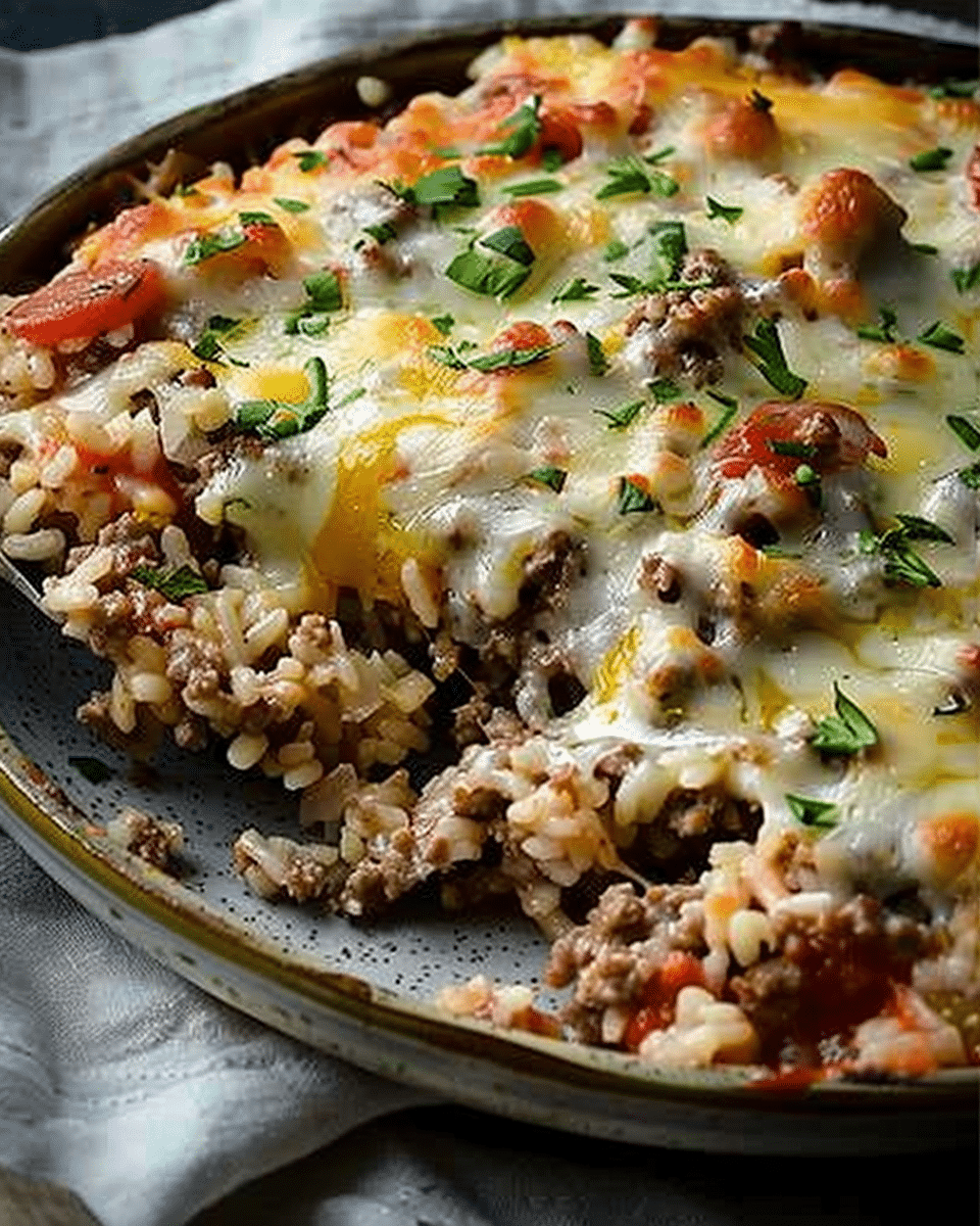 Best Cheesy Hamburger Rice Casserole