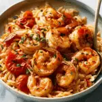 Garlic Tomato Shrimp with Orzo