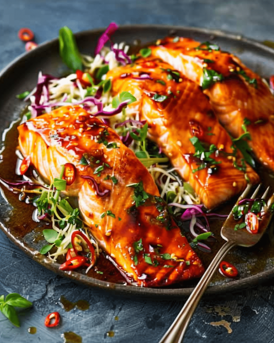 Sticky Sweet Chilli Ginger Salmon