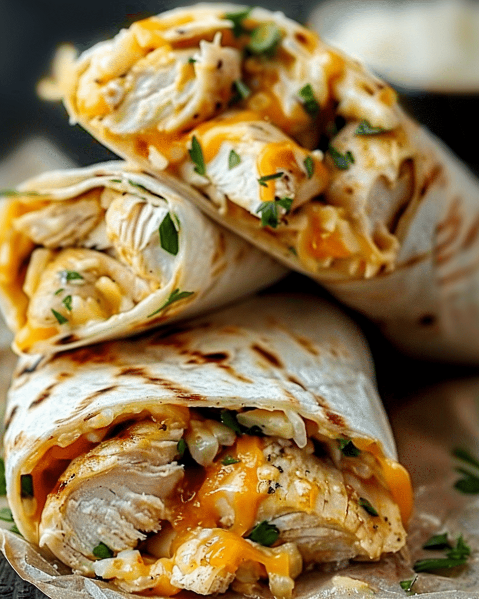Best Cheesy Garlic Chicken Wraps