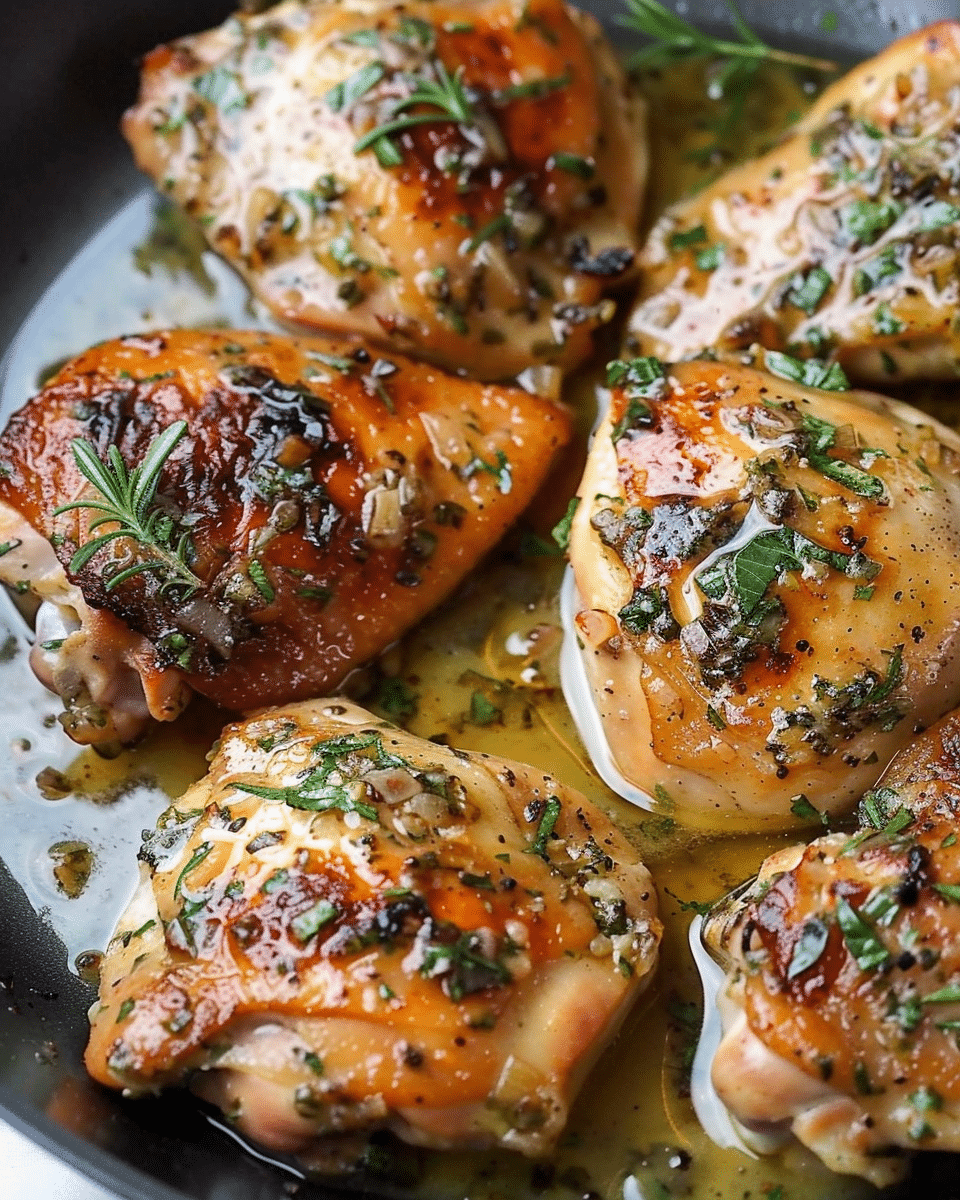 Seared Chicken Thighs in Garlic & Herb Sauce