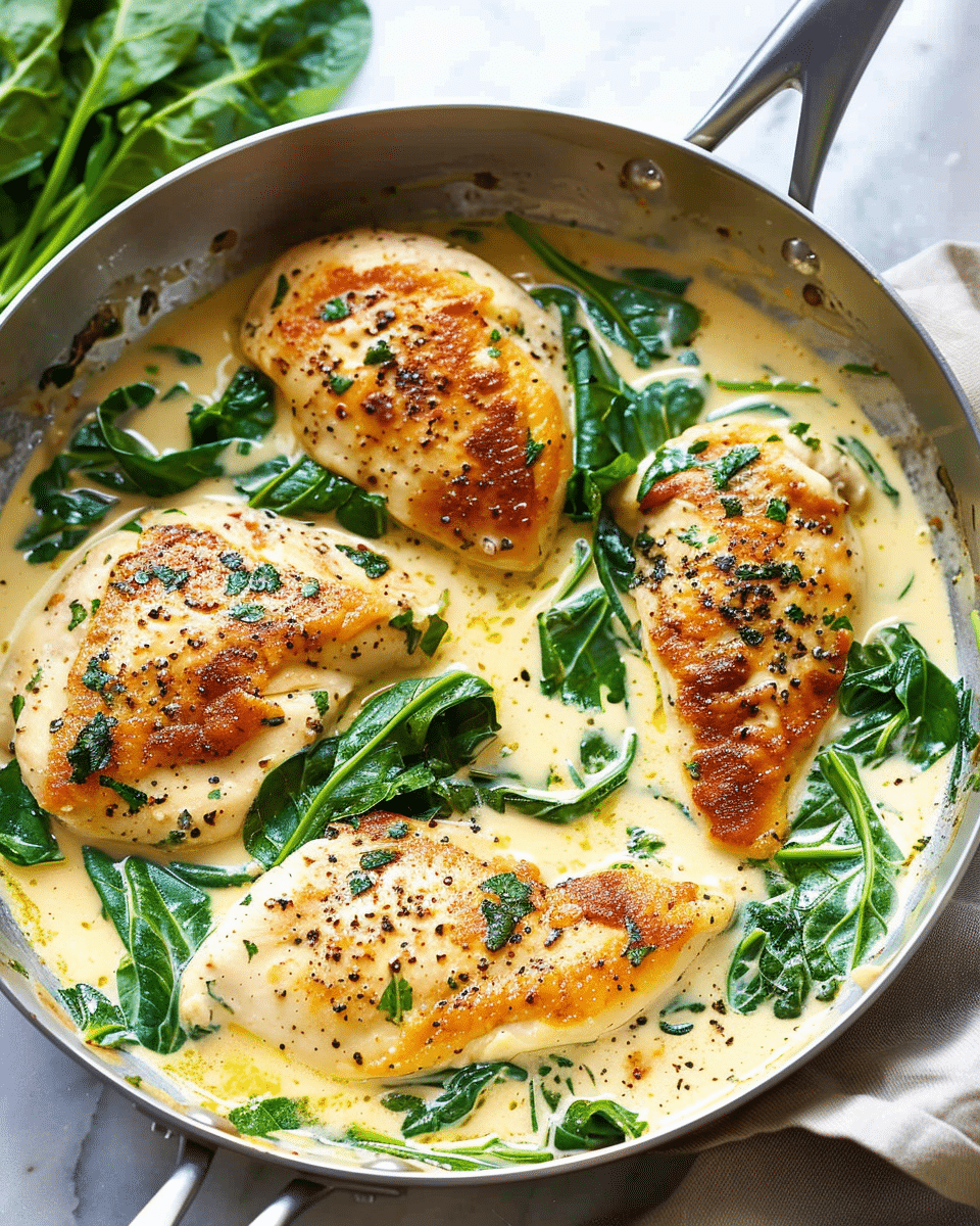 Creamy Garlic Skillet Chicken with Spinach