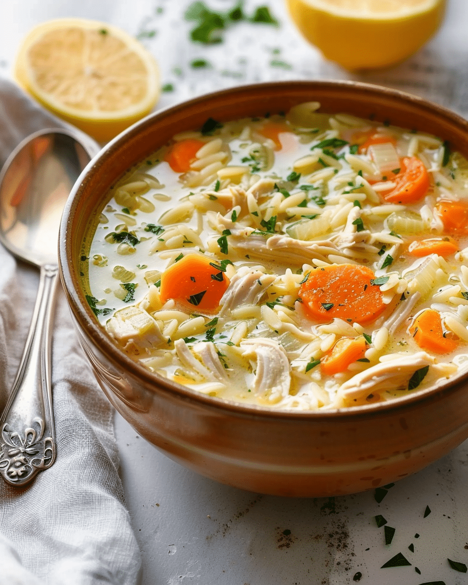 Lemon Chicken Orzo Soup