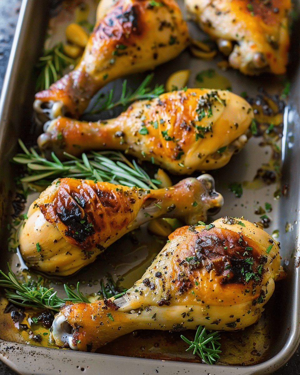 Baked Chicken Drumsticks with Garlic and Herbs
