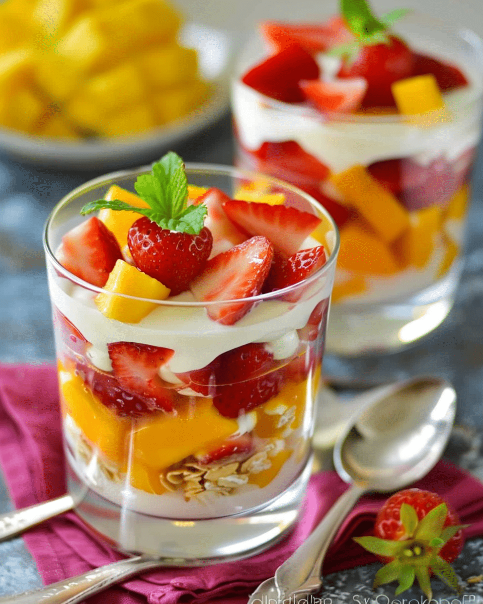 Mango‑Strawberry Yogurt Parfaits