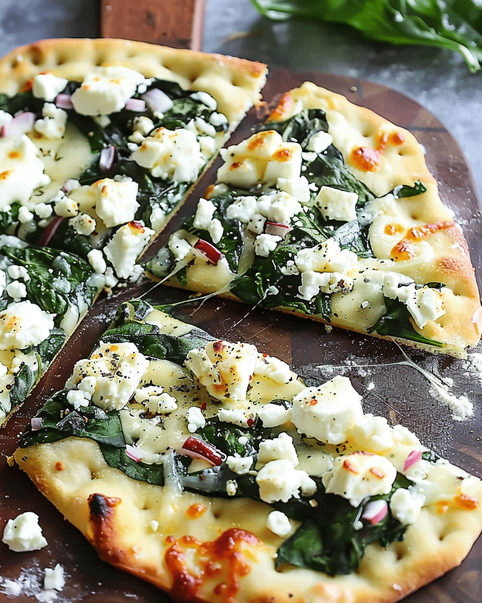 Spinach and Feta Flatbread Pizza