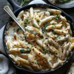 Garlic Butter Chicken Penne in Creamy Gouda Parmesan Cream