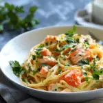 Healthy & Creamy Tuscan Salmon Pasta