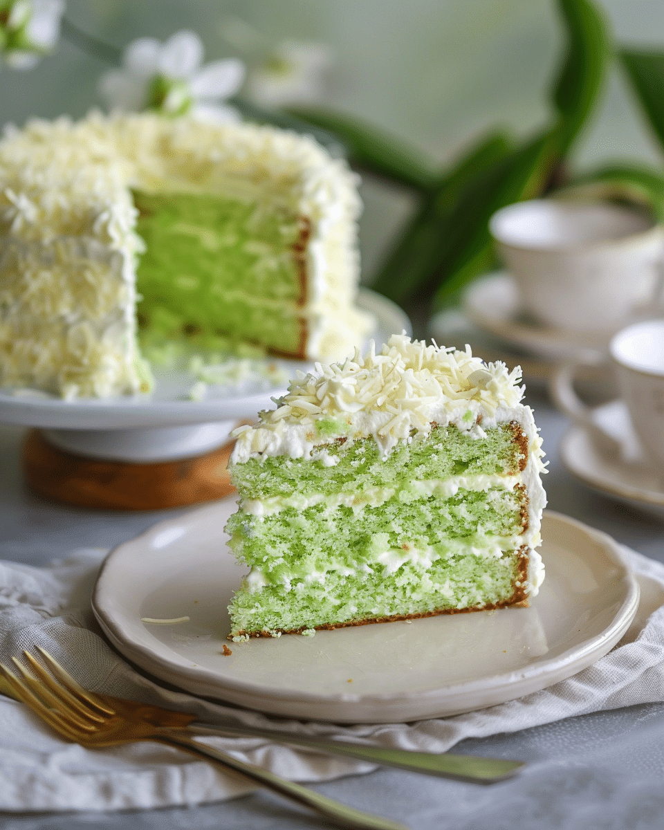 Pandan Coconut Cake