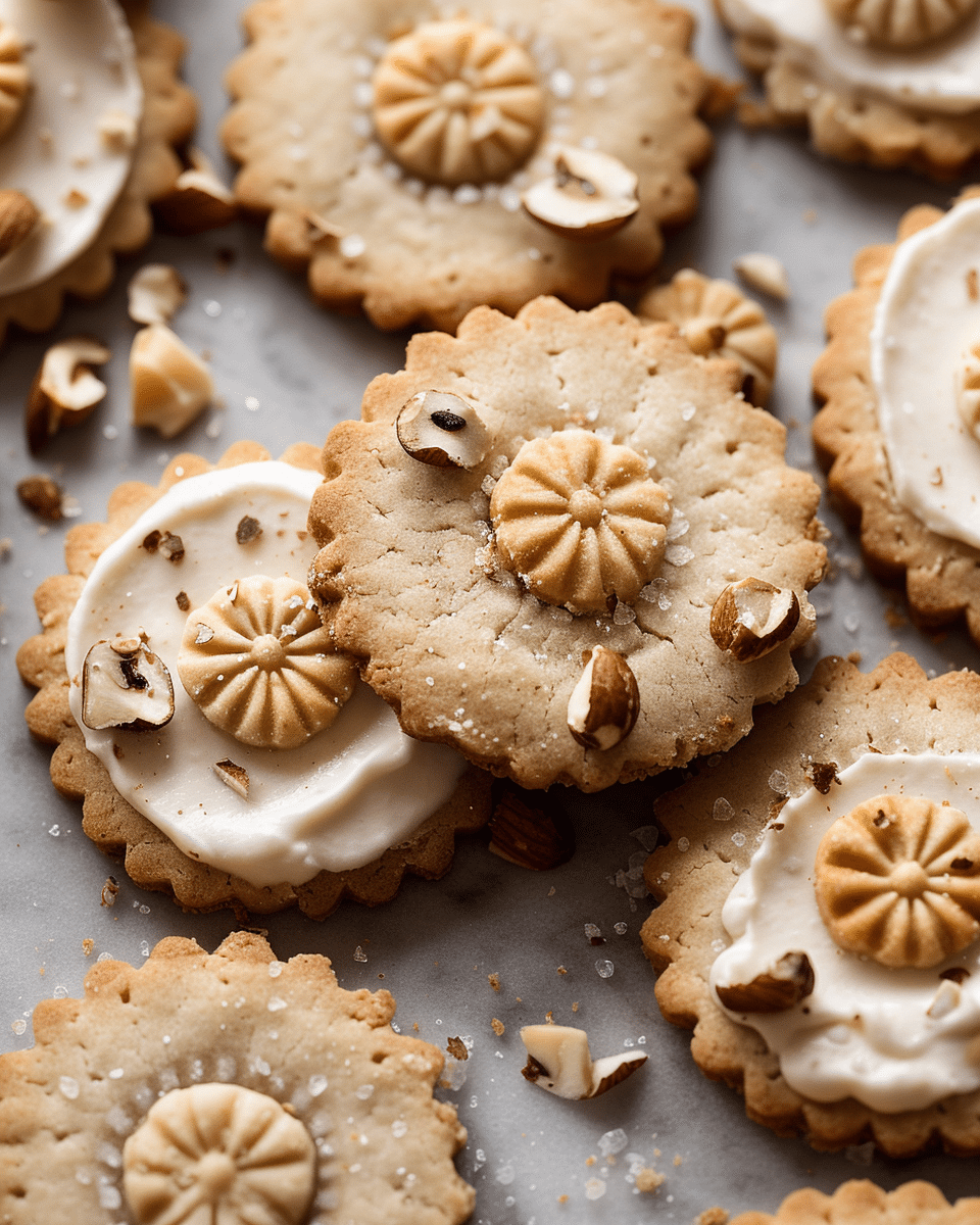 Hazelnut Shortbread Cookies with Hazelnut Cream Filling