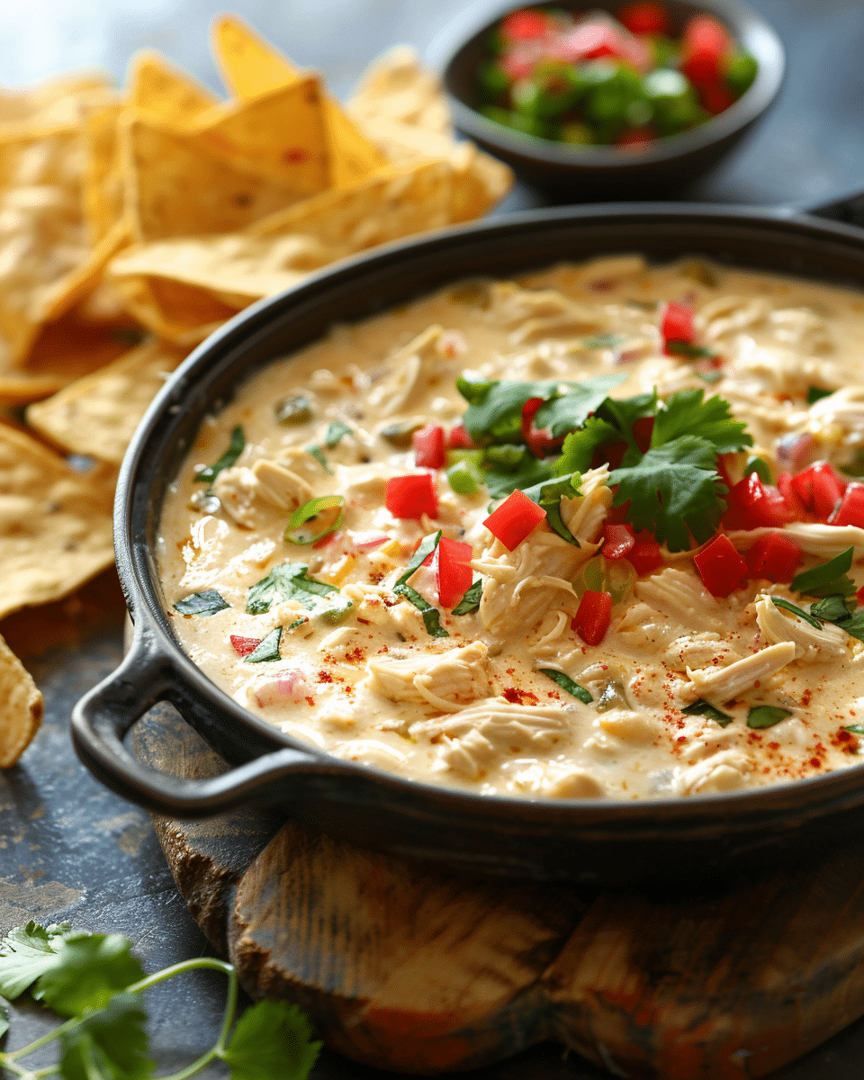Slow Cooker Green Chile Chicken Queso