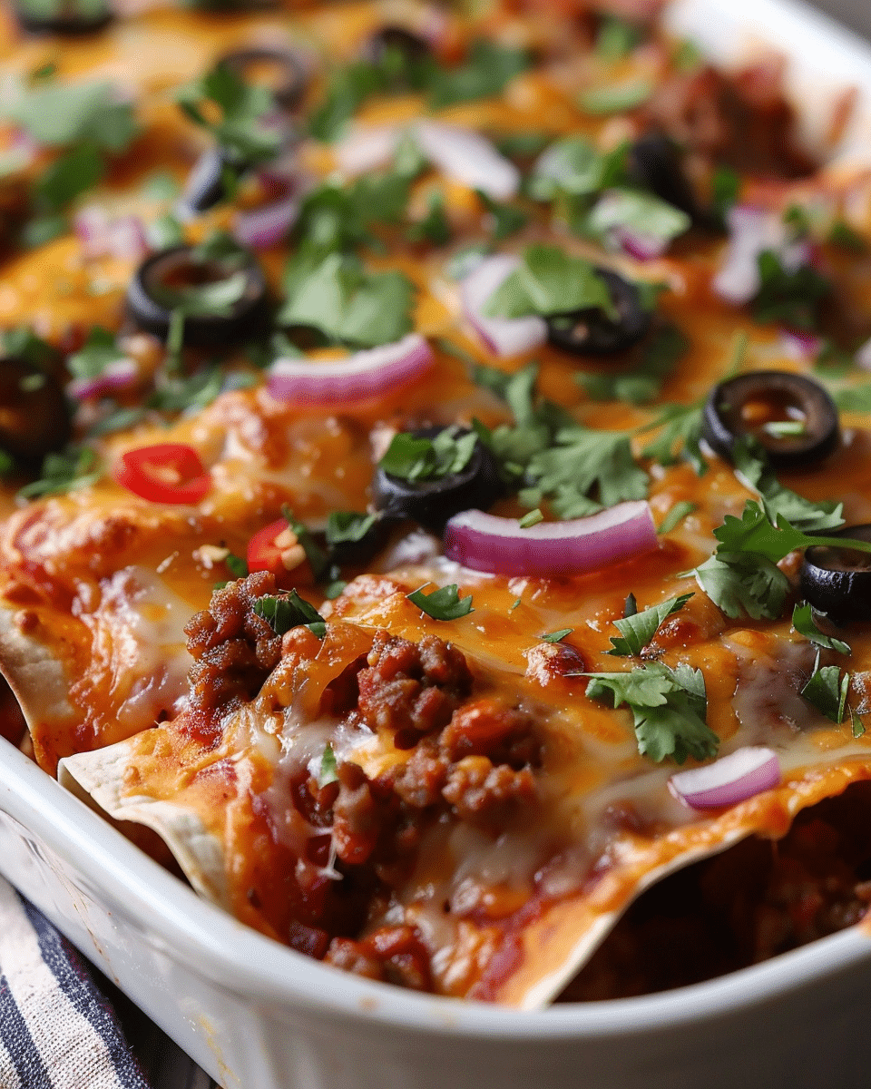 Pizza Enchiladas with Ground Beef