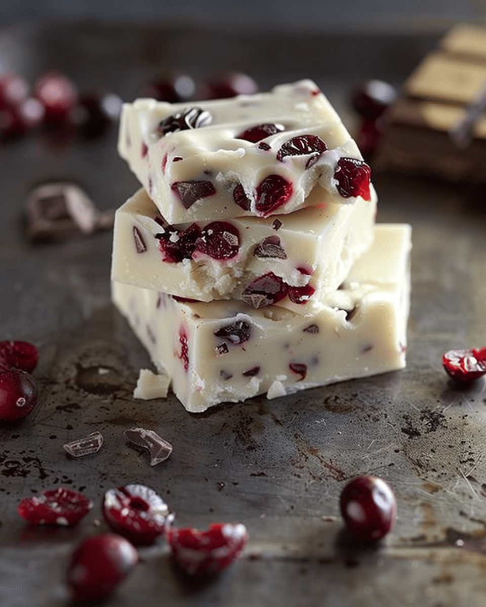 White Chocolate Cranberry Fudge