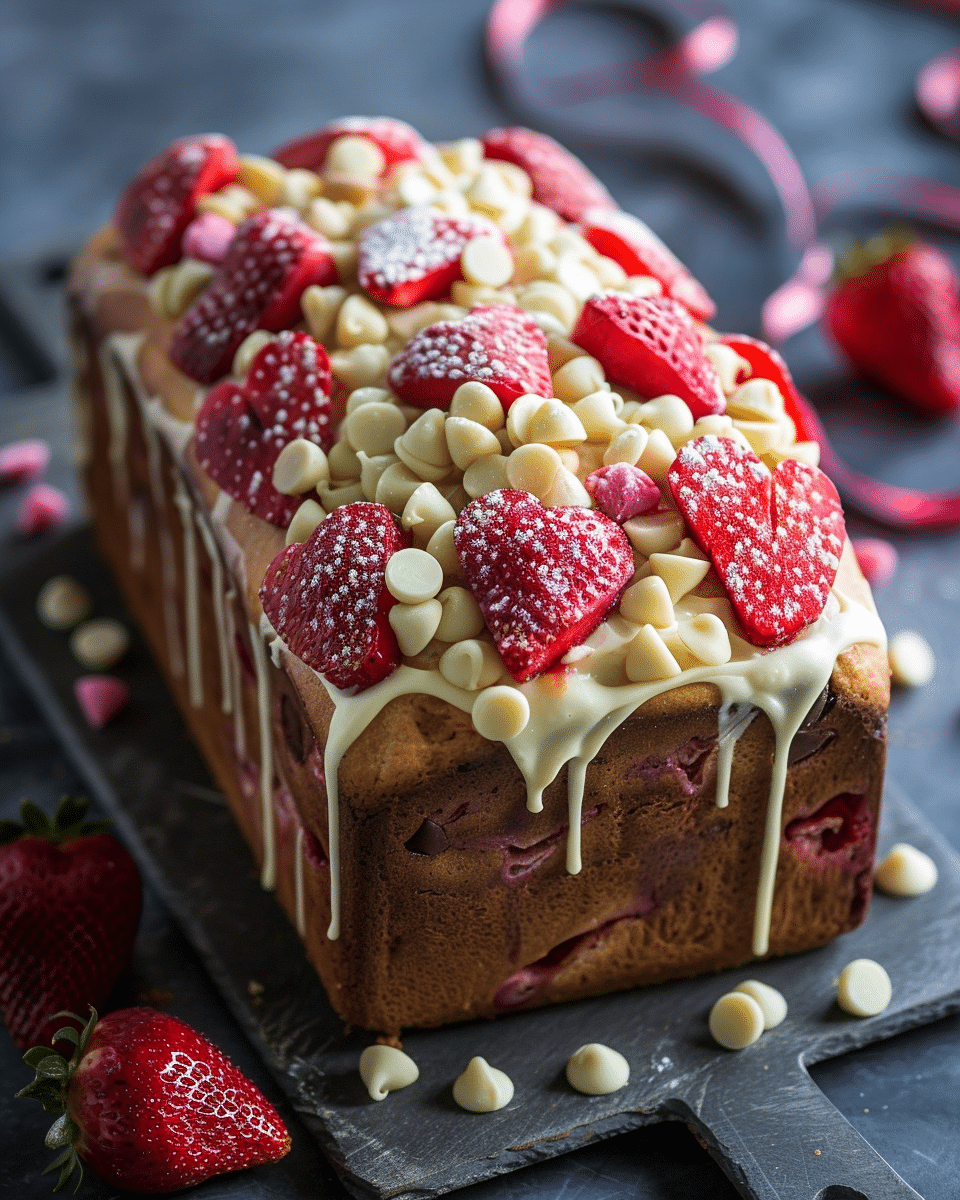Valentine's Day Bread - Sourdough White Chocolate Chips Strawberry Bread