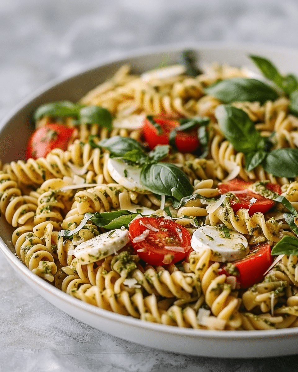 Irresistibly Fresh Pesto Caprese Pasta Salad