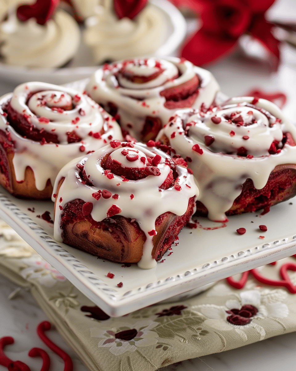 Red Velvet Valentine’s Day Cinnamon Rolls