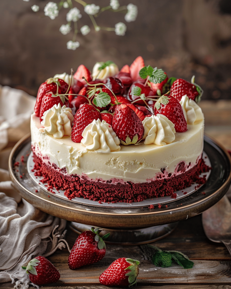 Red Velvet Strawberry Cheesecake