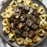 Garlic Butter Steak Bites & Creamy Alfredo Tortellini