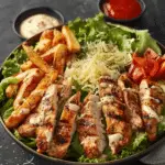Healthy Chicken Caesar Salad with Fries (High Protein)