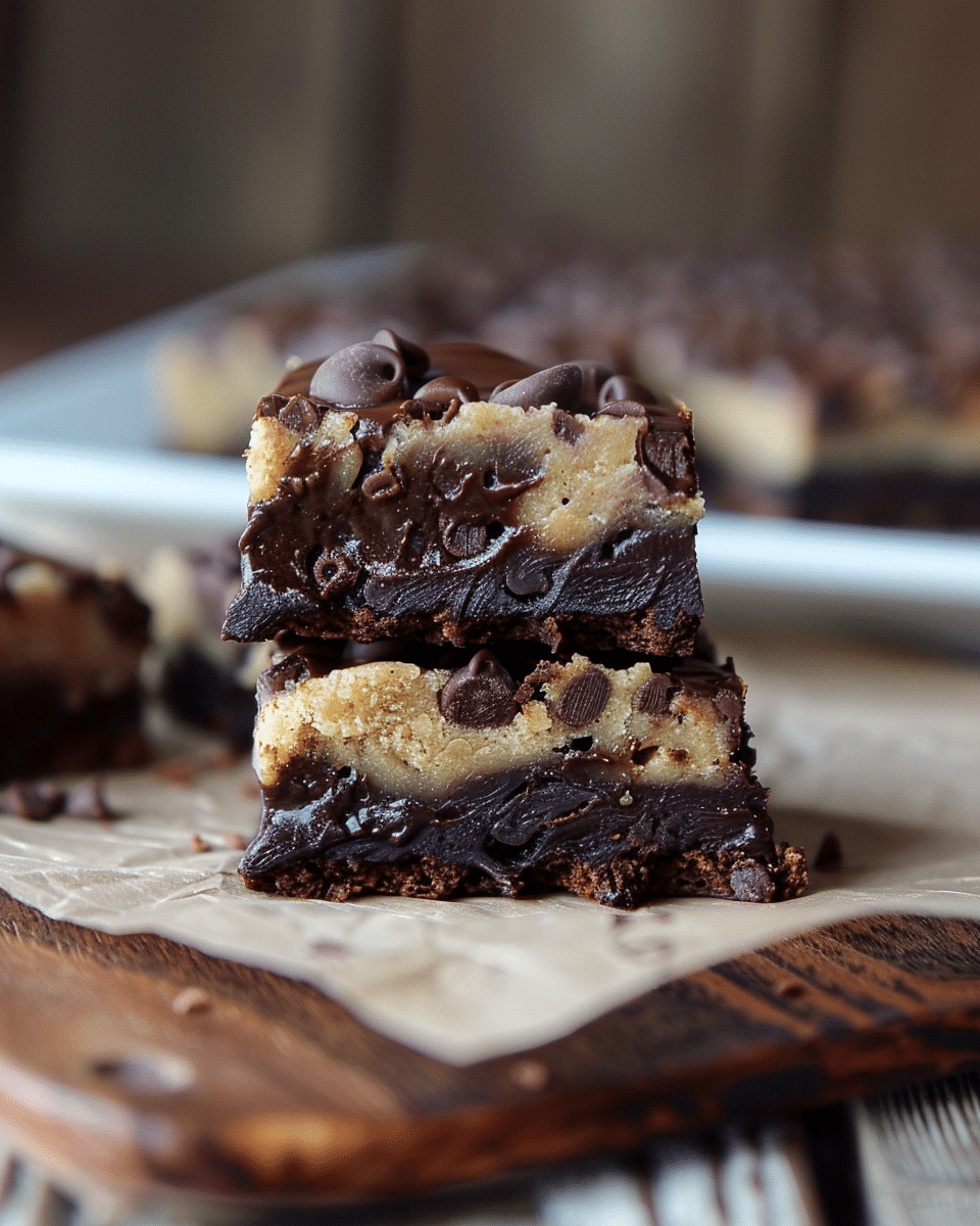 Chocolate Chip Cookie Dough Stuffed Brownies