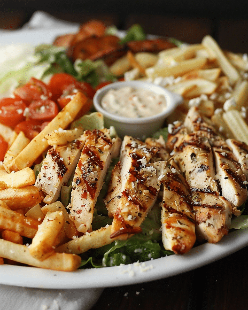 Healthy Chicken Caesar Salad with Fries (High Protein)