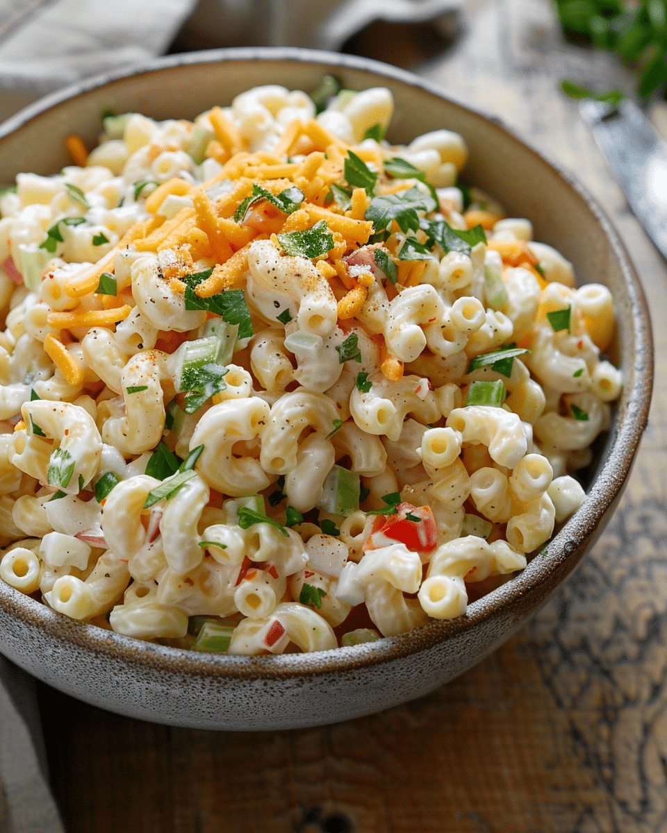 Cheddar Sour Cream Macaroni Salad