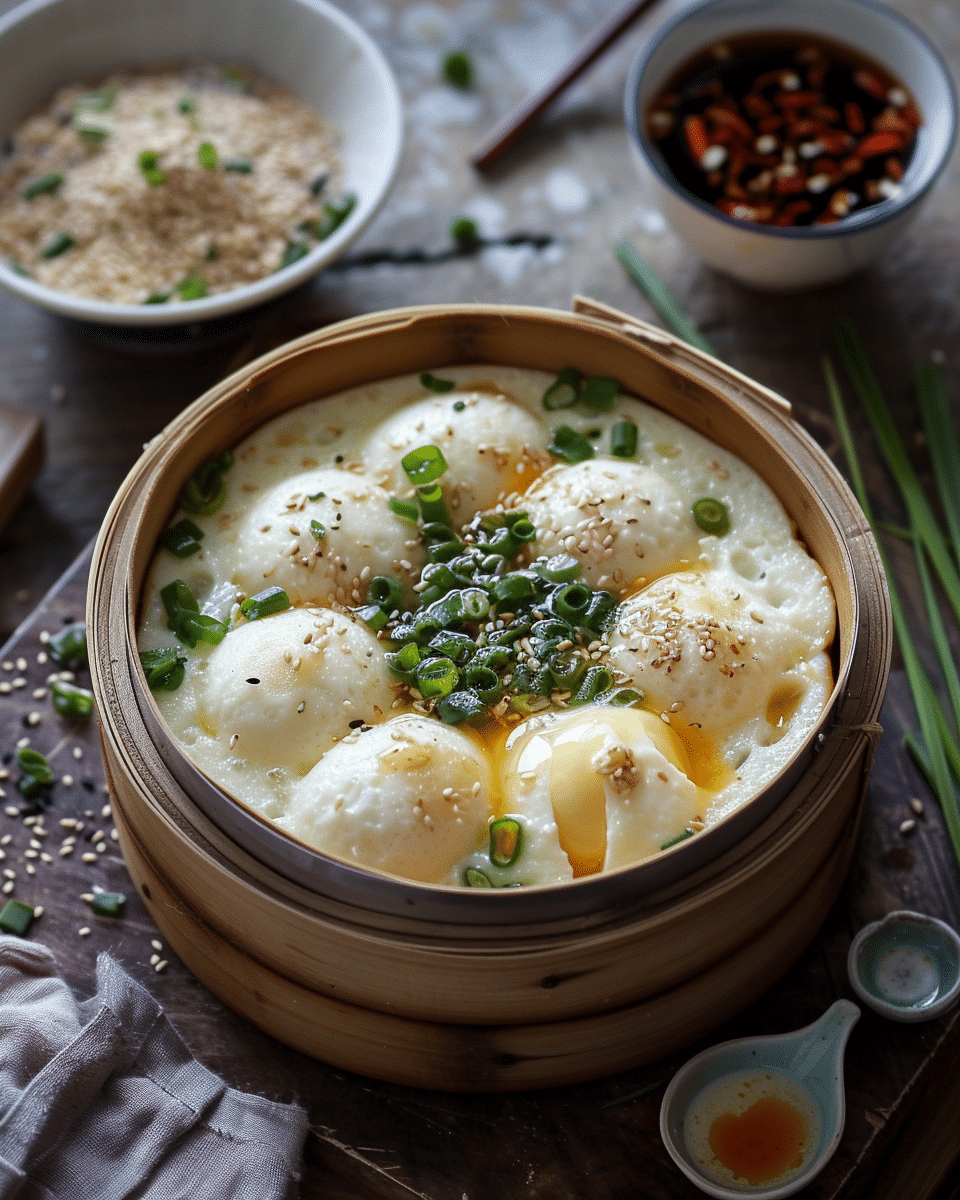 Chinese Steamed Eggs With Soy Garlic Sauce