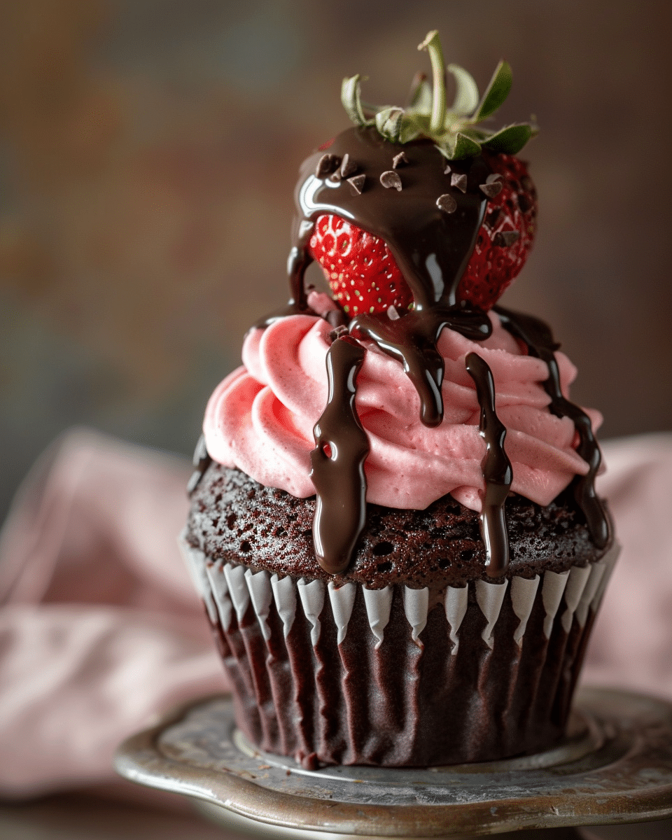 Chocolate Covered Strawberry Cupcakes