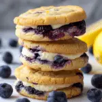 Thick & Soft Lemon Blueberry Cheesecake Cookies with Creamy Filling and Bursting Berries
