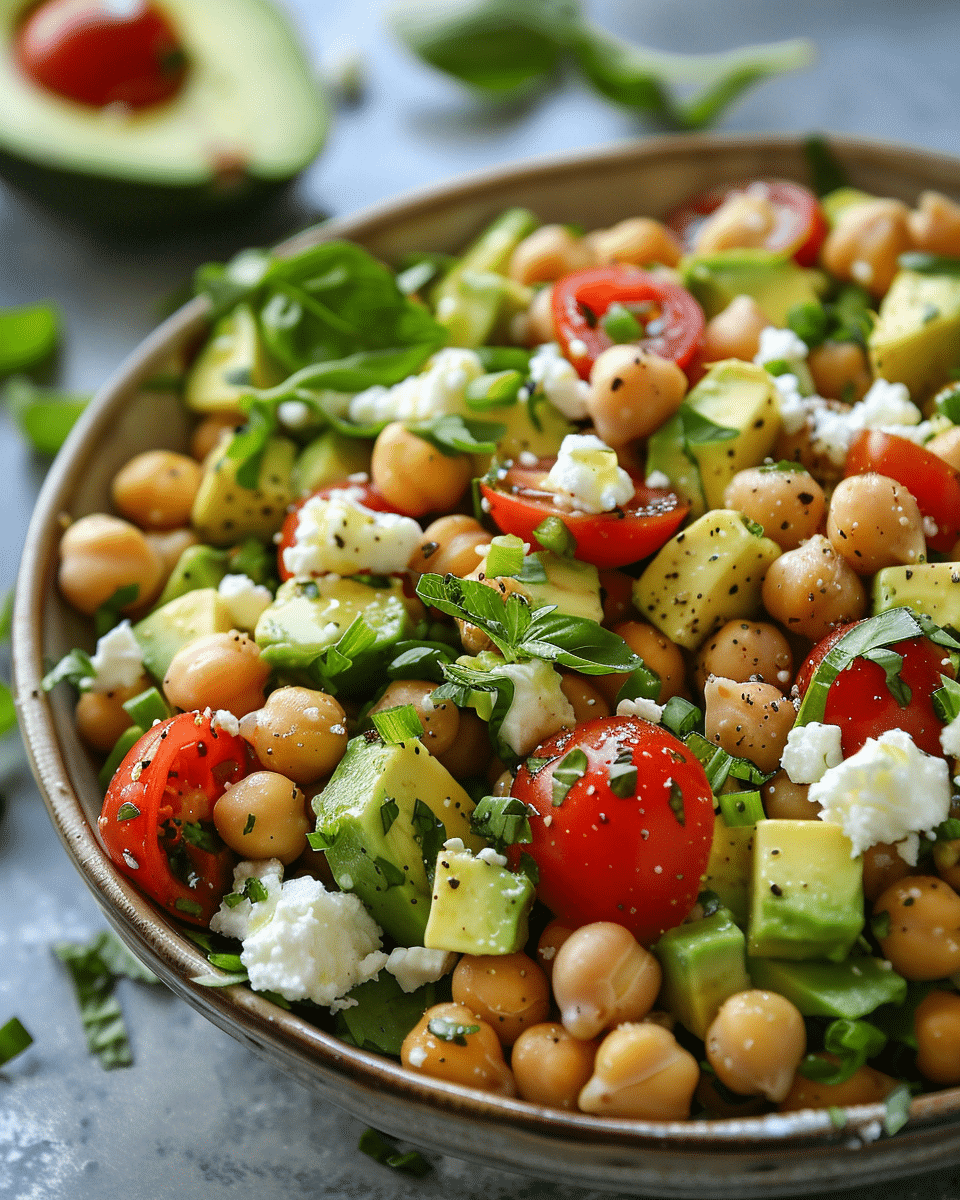 Chickpea Feta Avocado Salad