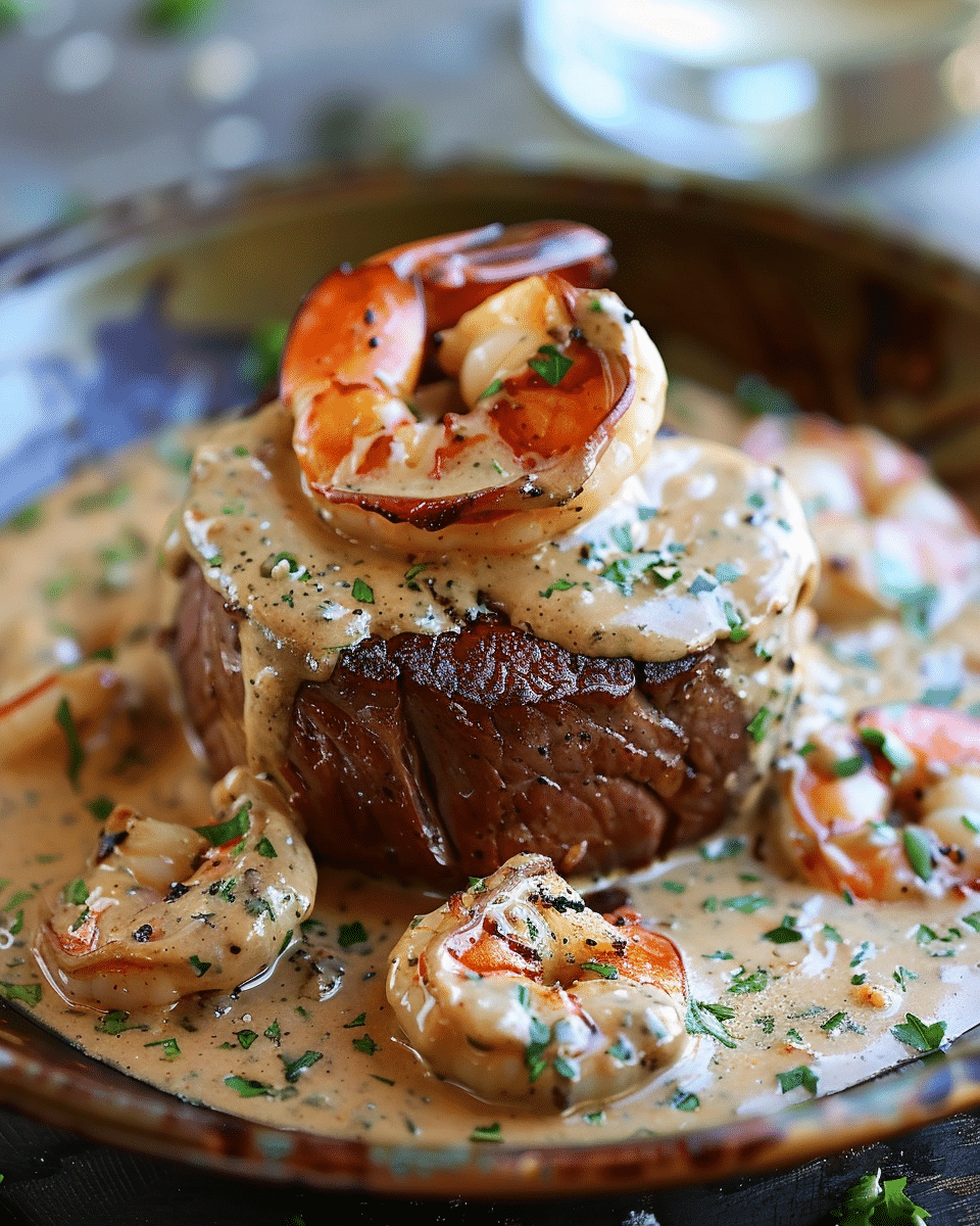 Filet Mignon with Shrimp and Lobster Cream Sauce