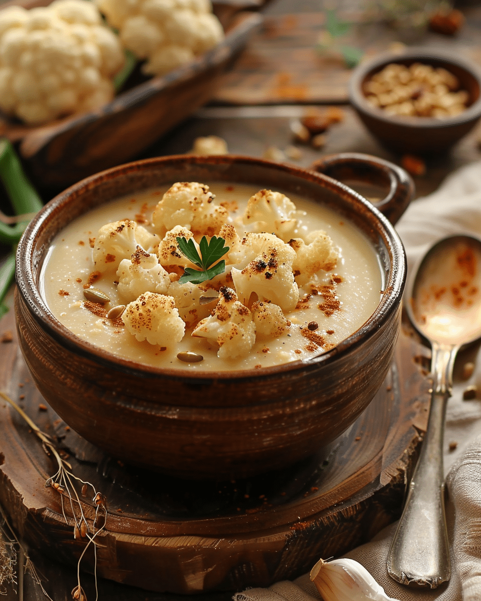 French Roasted Cauliflower Soup