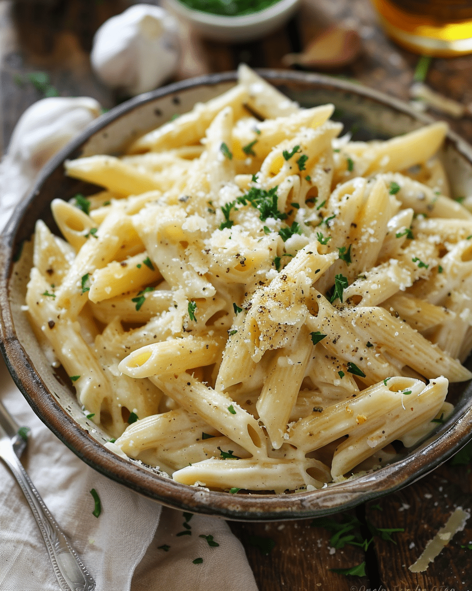 Creamy Garlic Penne Pasta