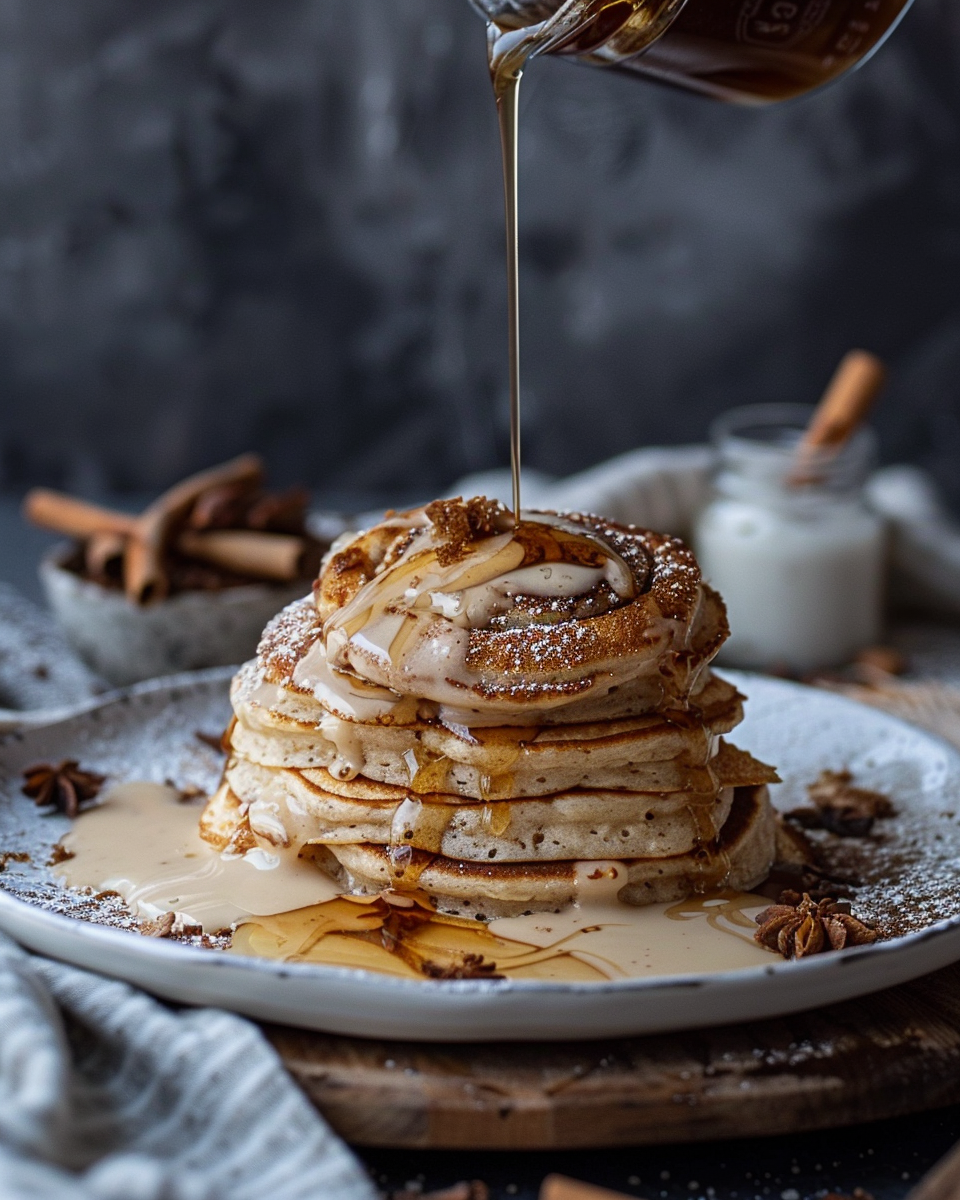 Fluffy Vegan Cinnamon Roll Pancakes