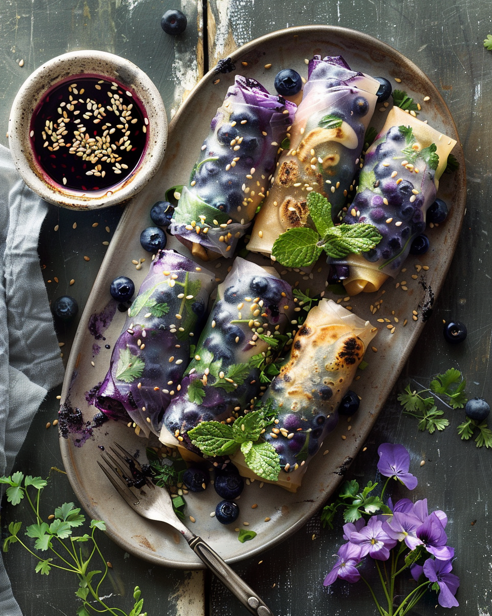 Crispy Blueberry Spring Rolls