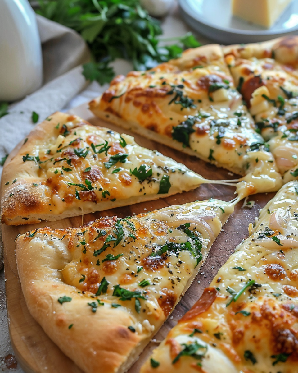 High Protein Cheesy Garlic Pizza