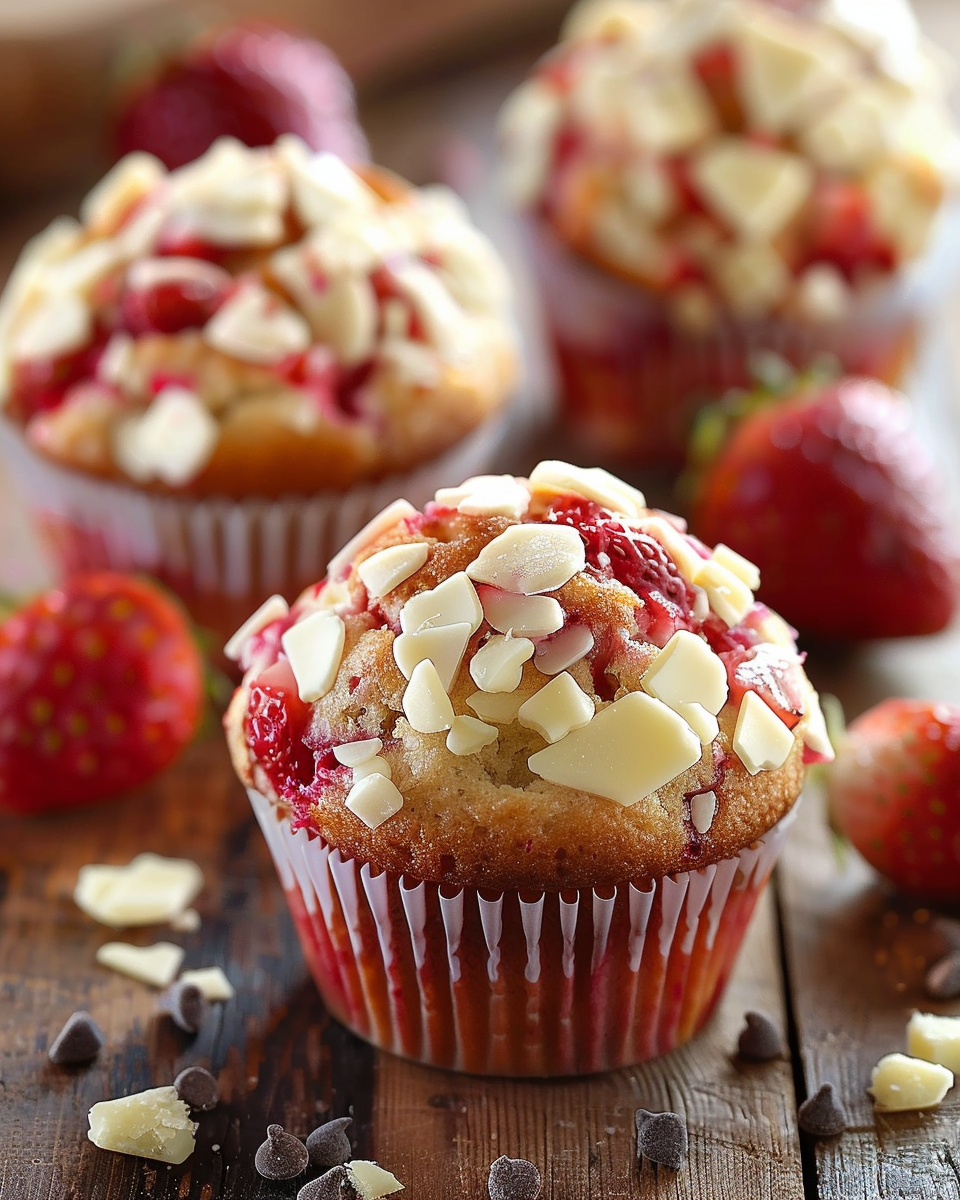 Healthier Strawberry and White Chocolate Muffins