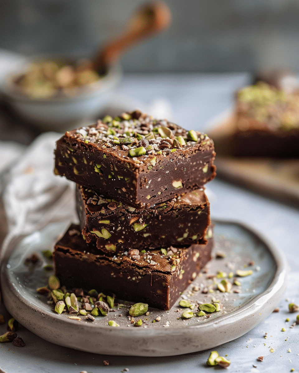 No Bake Pistachio Brownies (Vegan, Gluten-Free, Small Batch)