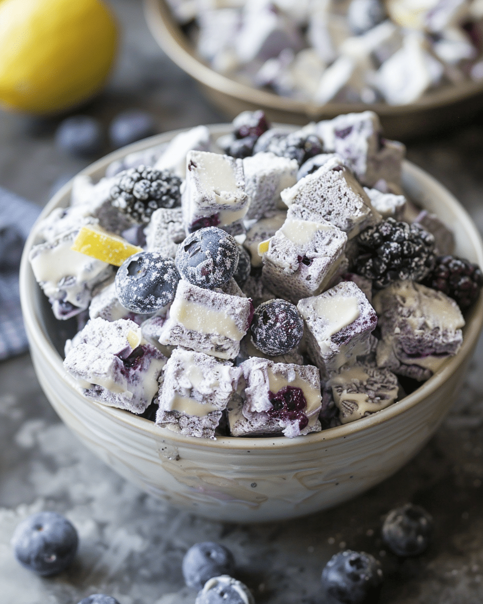 Blueberry Lemon Cheesecake Puppy Chow